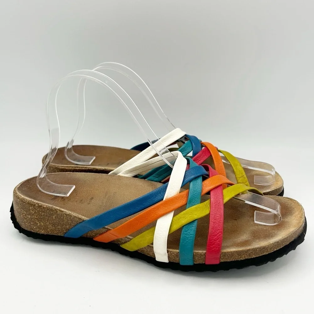 Think! Womens Multicolor Woven Strappy‎ Slide Sandals Shoe Size 40